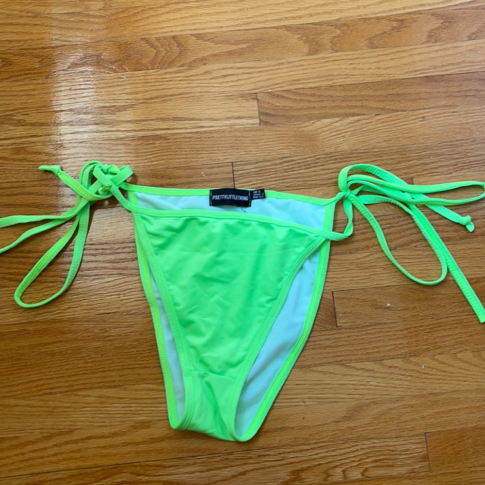 Neon green tie bikini bottom